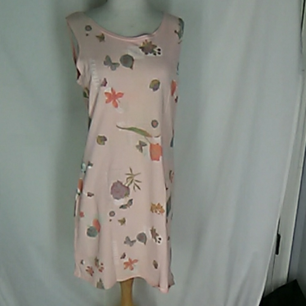 Stamp Peach Pink Floral Knit Dress L Open Back New